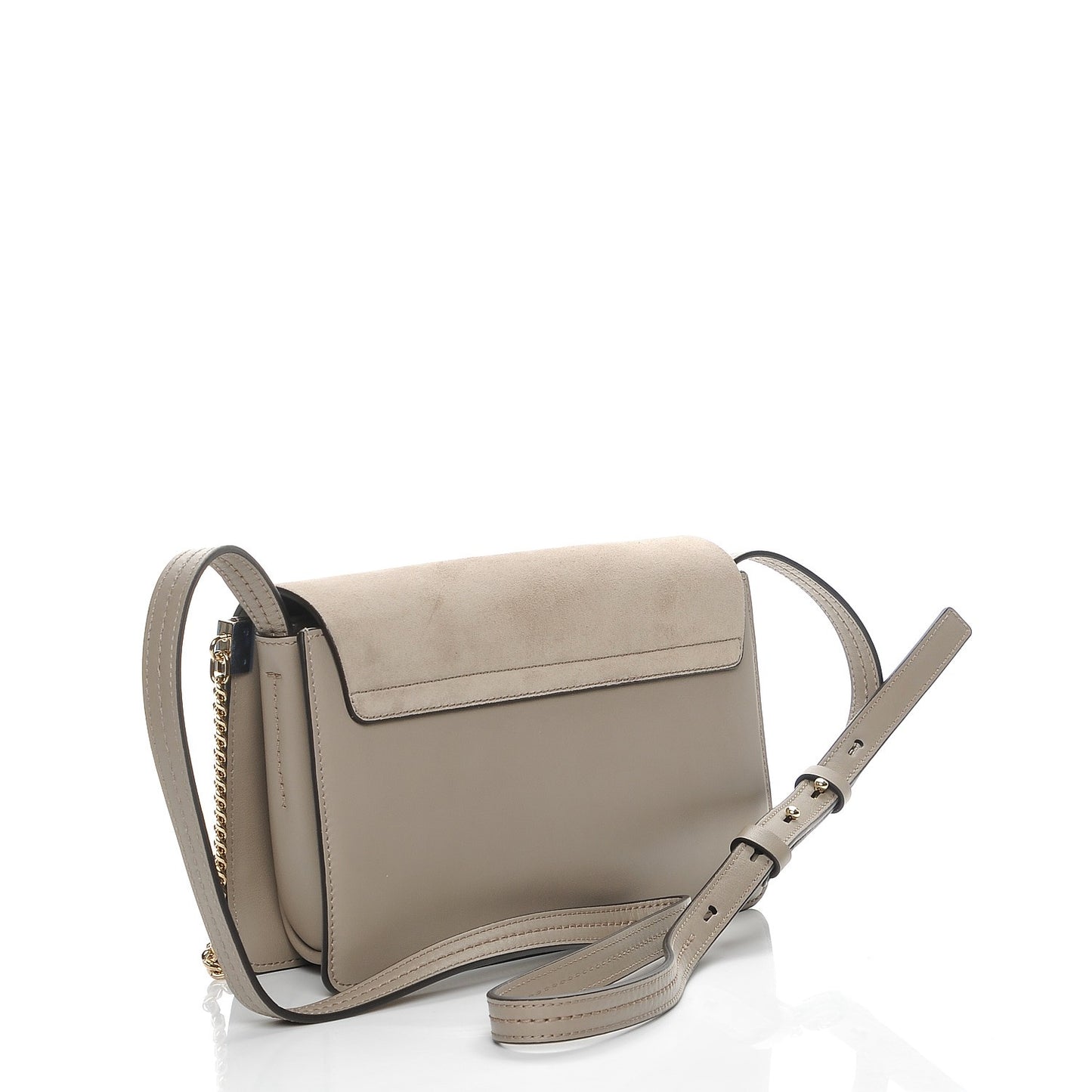 Suede Calfskin Small Faye Shoulder Bag Motty Grey