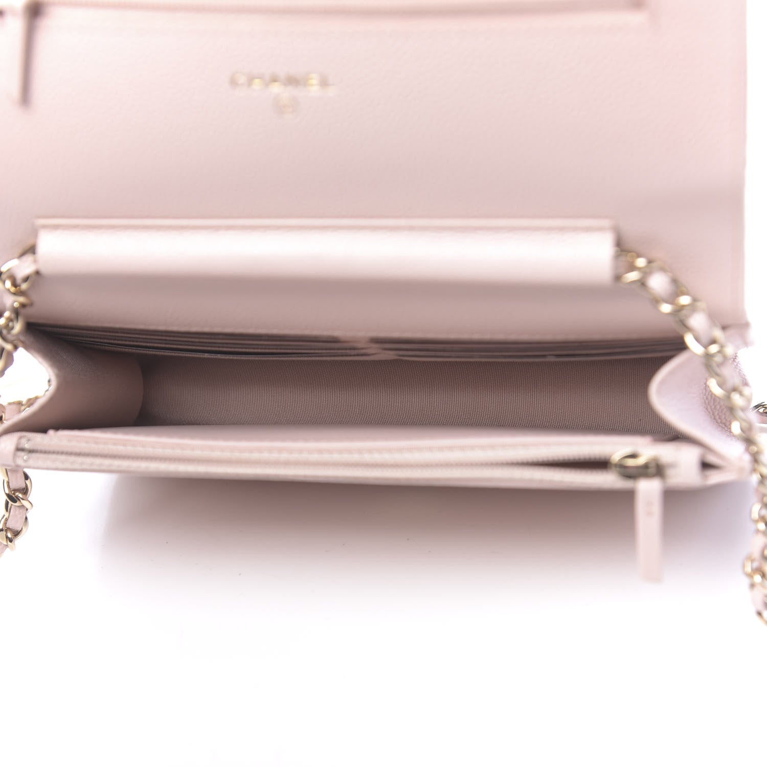 Chanel Caviar Quilted Enamel Wallet on Chain WOC Light Pink 5 of 12