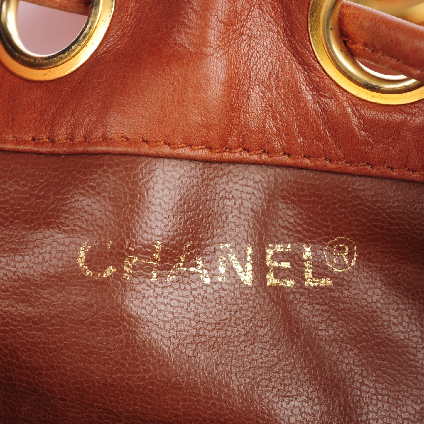 Lambskin CC Drawstring Shoulder Bag Light Brown