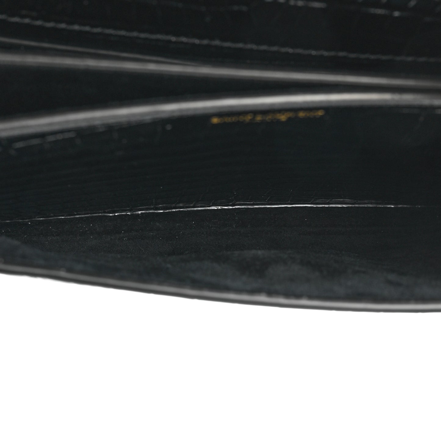 Calfskin Crocodile Embossed Medium Monogram Sunset Black