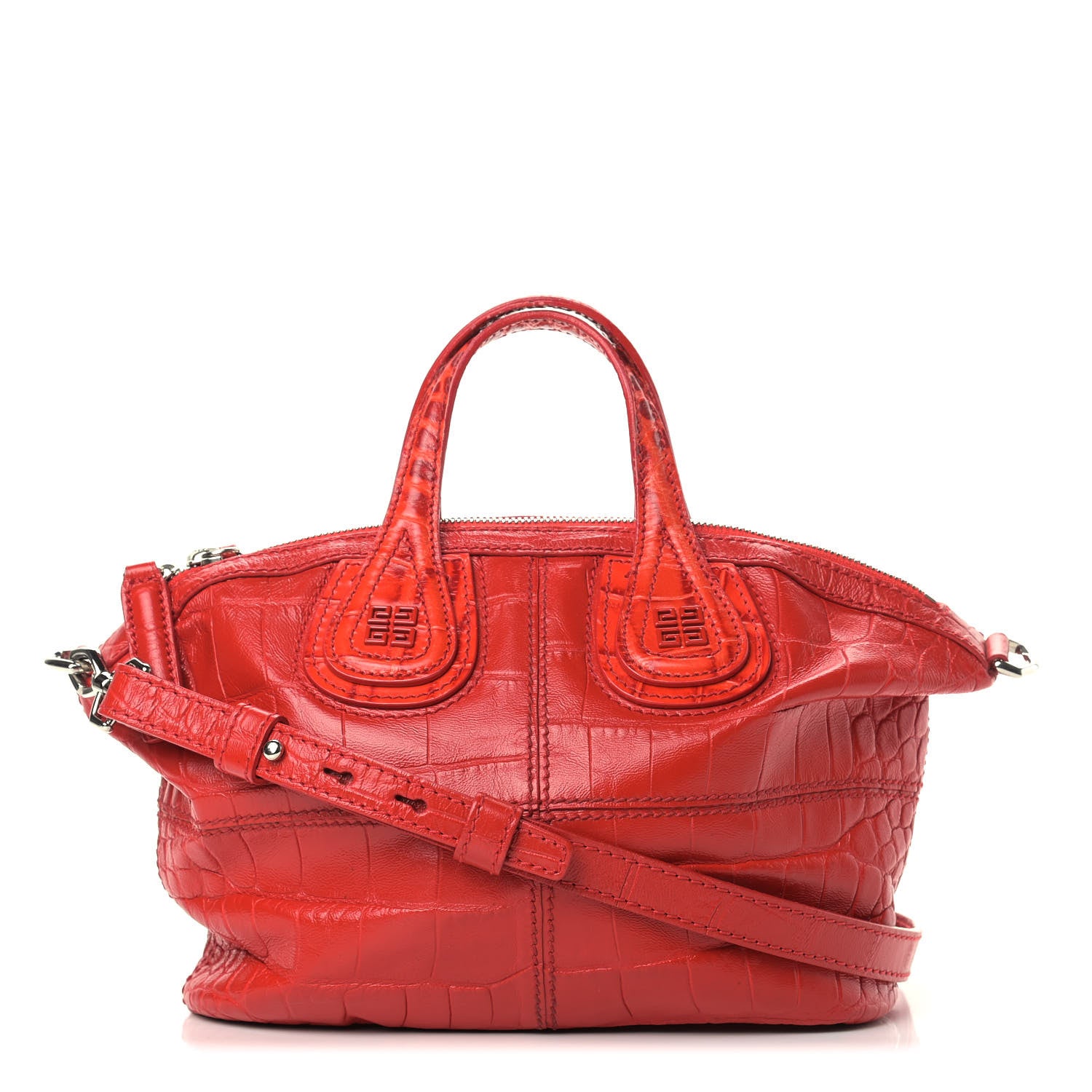 Givenchy Calfskin Crocodile Embossed Micro Nightingale Red 1 of 13