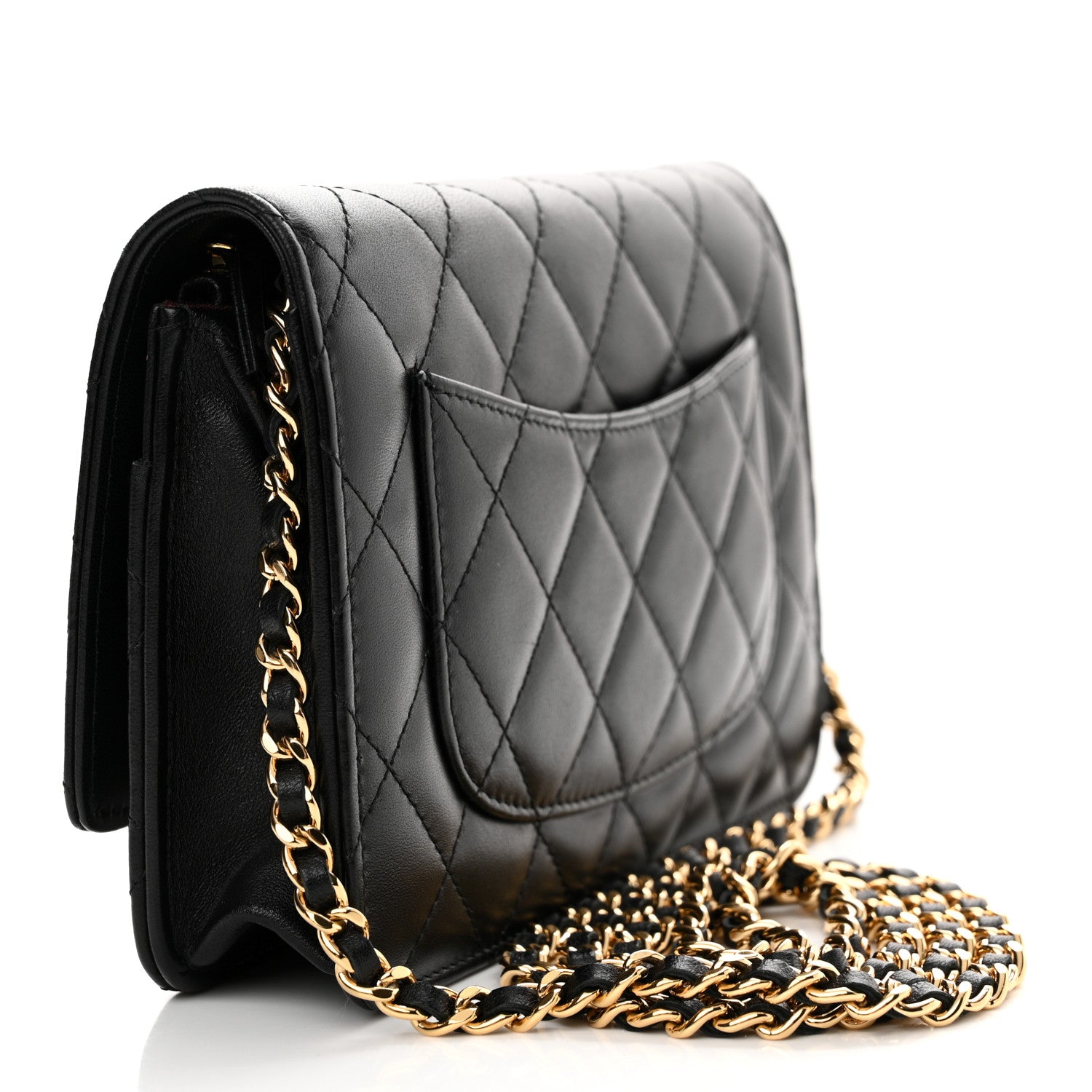Chanel Lambskin Quilted Wallet On Chain WOC Black 3 of 15