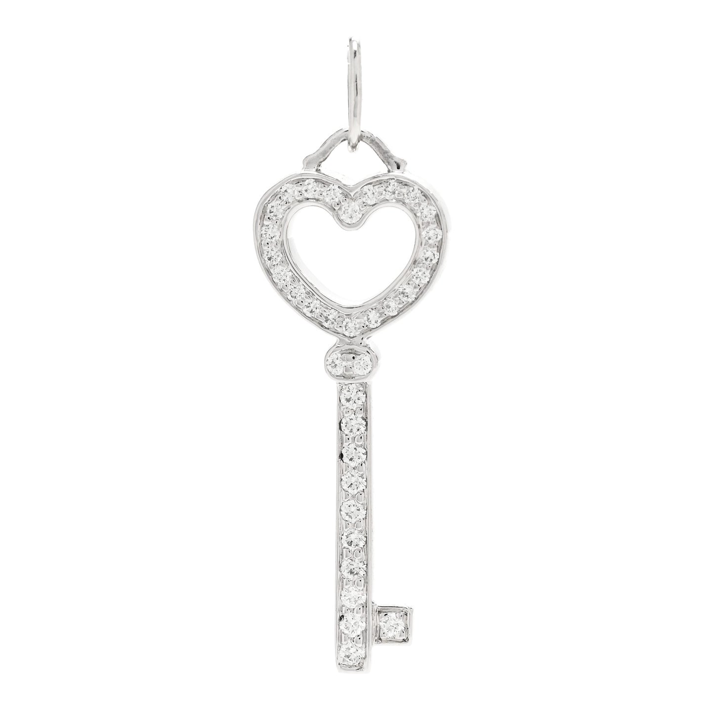 Platinum Diamond Mini Heart Key Pendant