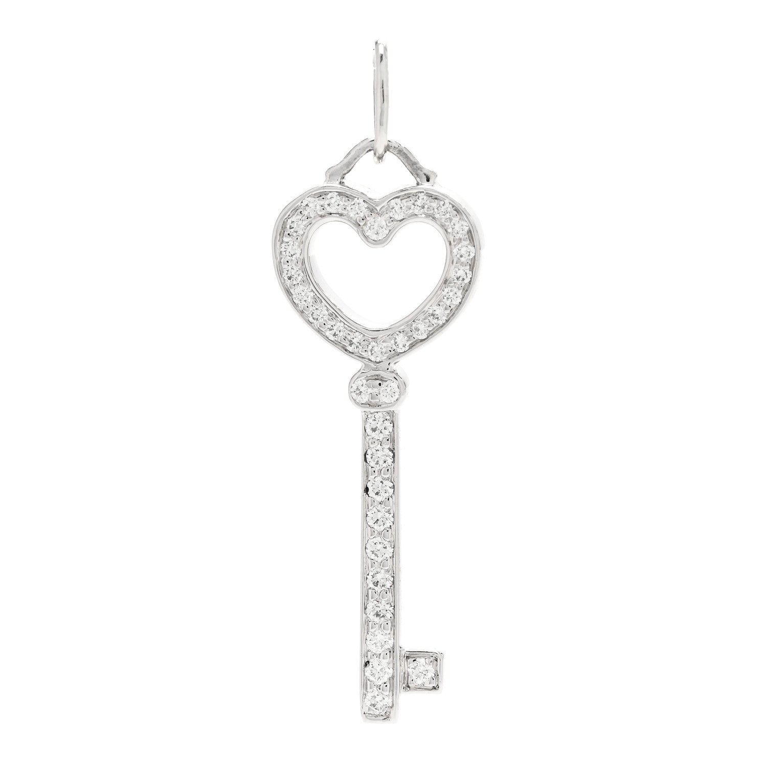 Tiffany Platinum Diamond Mini Heart Key Pendant 1 of 5