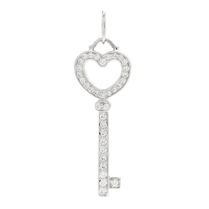 Tiffany Platinum Diamond Mini Heart Key Pendant 1 of 5