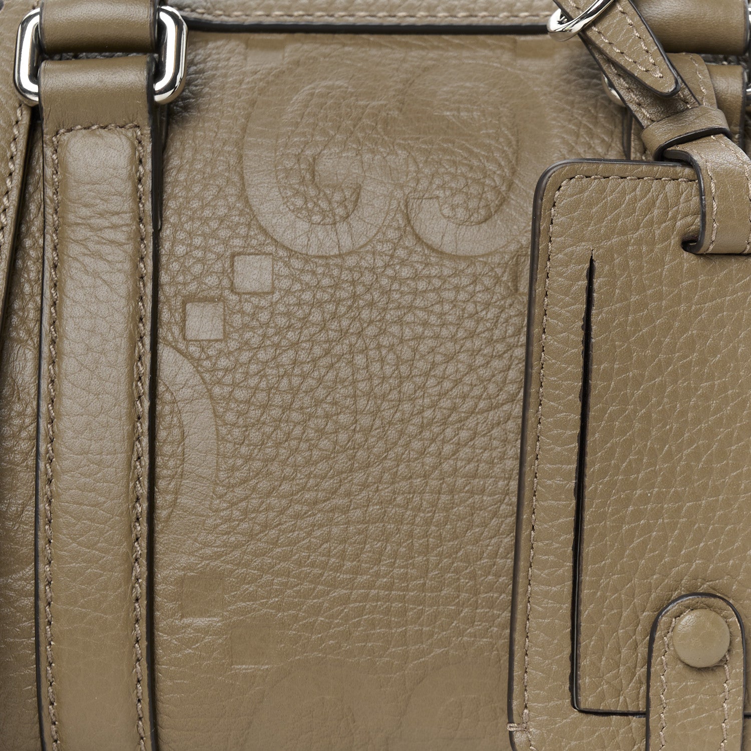 Gucci Piuma Calfskin Jumbo GG Embossed Mini Duffle Bag Good Taupe 9 of 11