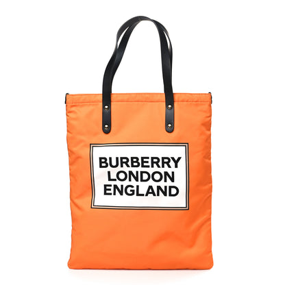 Burberry Nylon London England Print Logo Flat Tote Orange 1 of 8