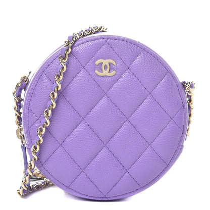 Chanel Caviar Quilted Round Clutch With Chain Purple 1 of 11