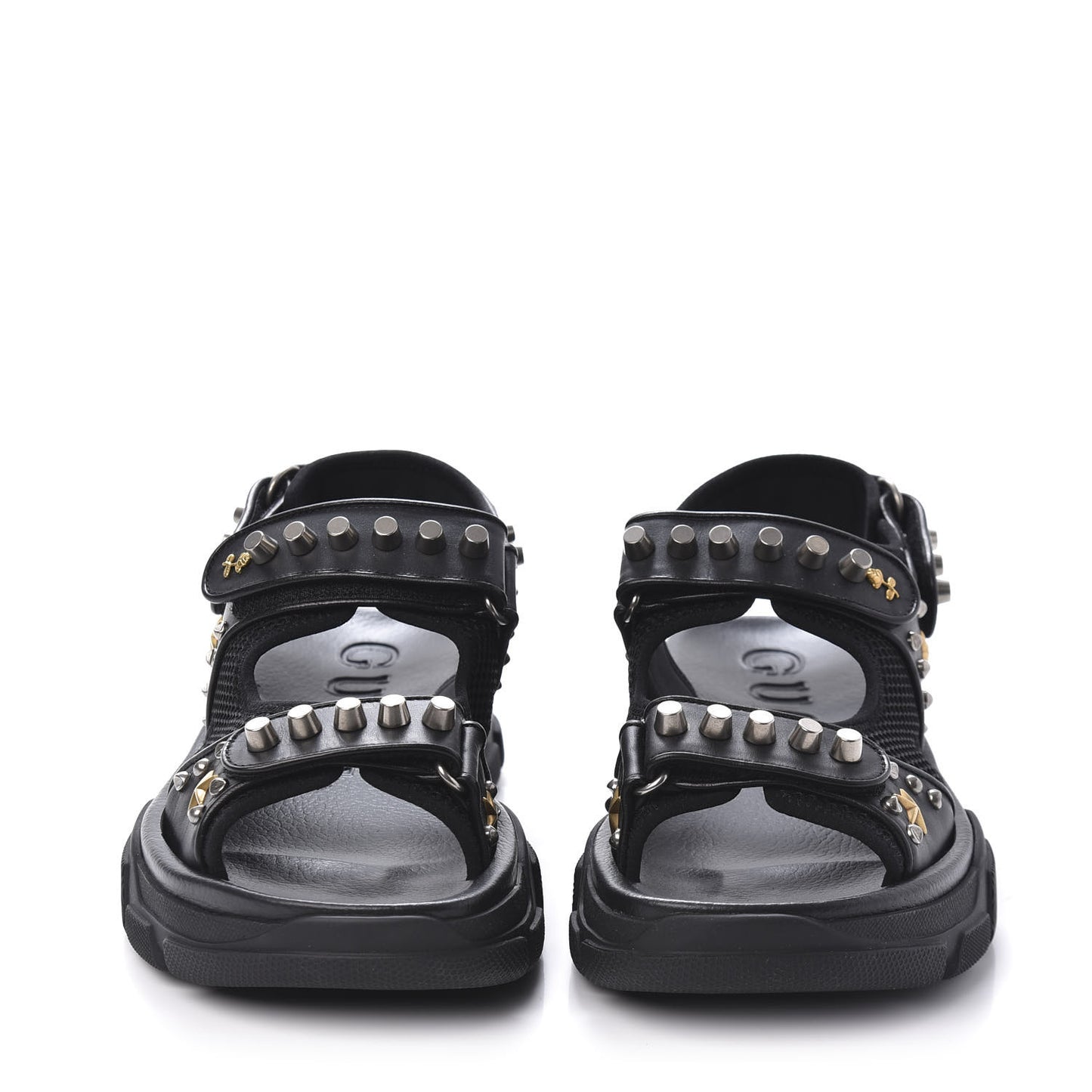 Nappa Mesh Studded Mens Aguru Sandals 6 Black
