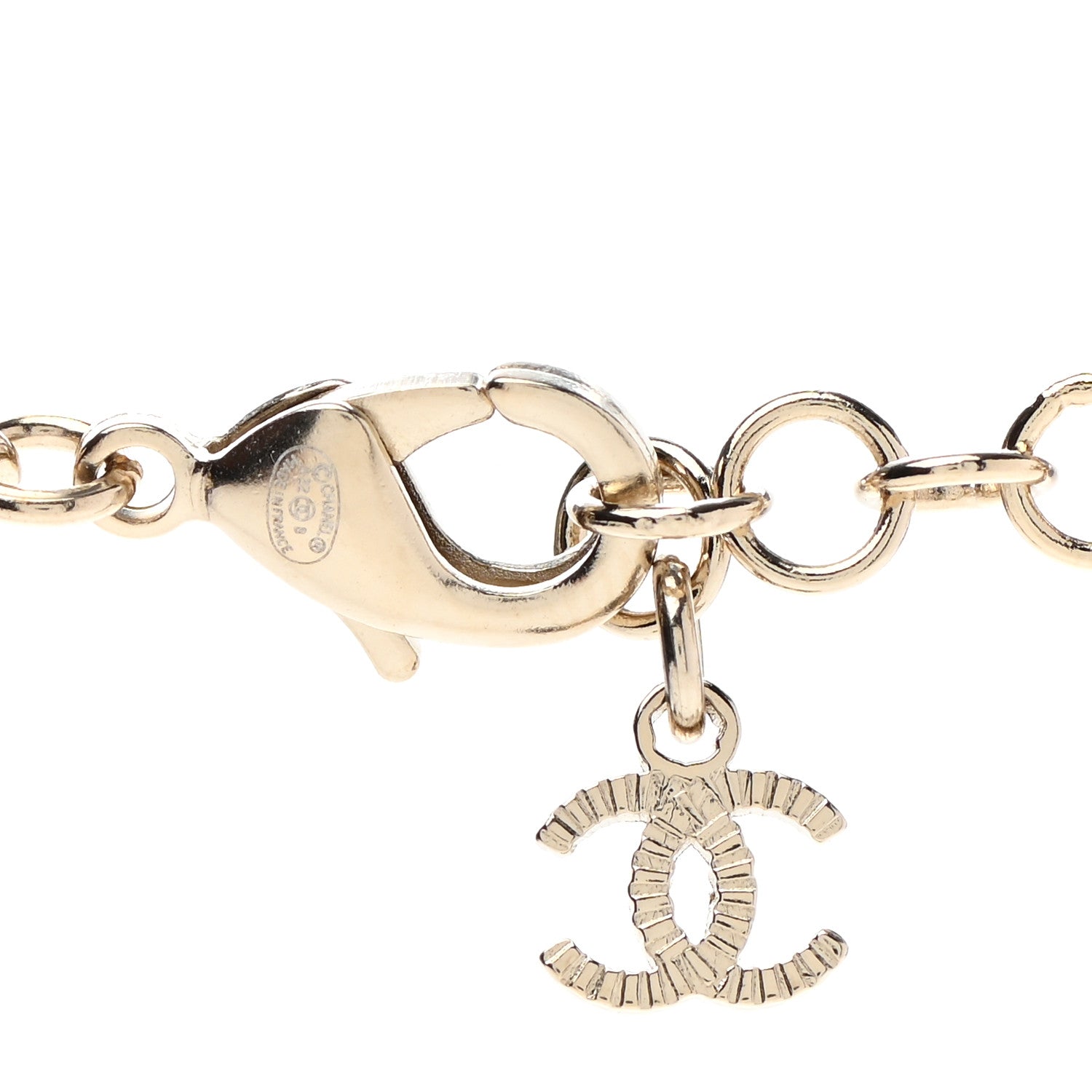 Chanel Metal Calfskin Crystal Double CC Short Necklace Black Gold 5 of 7