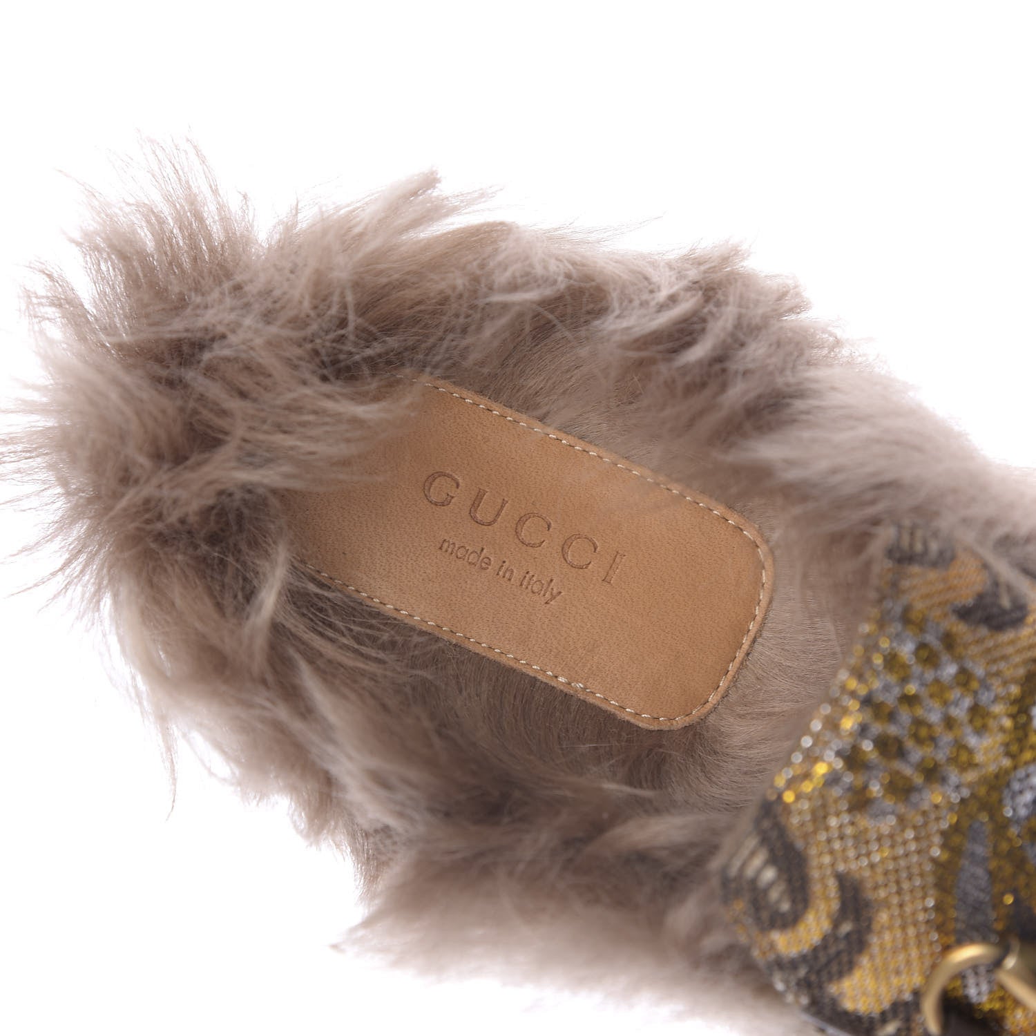 Gucci Brocade Fur Womens Princetown Slippers 38.5 Brown 8 of 10