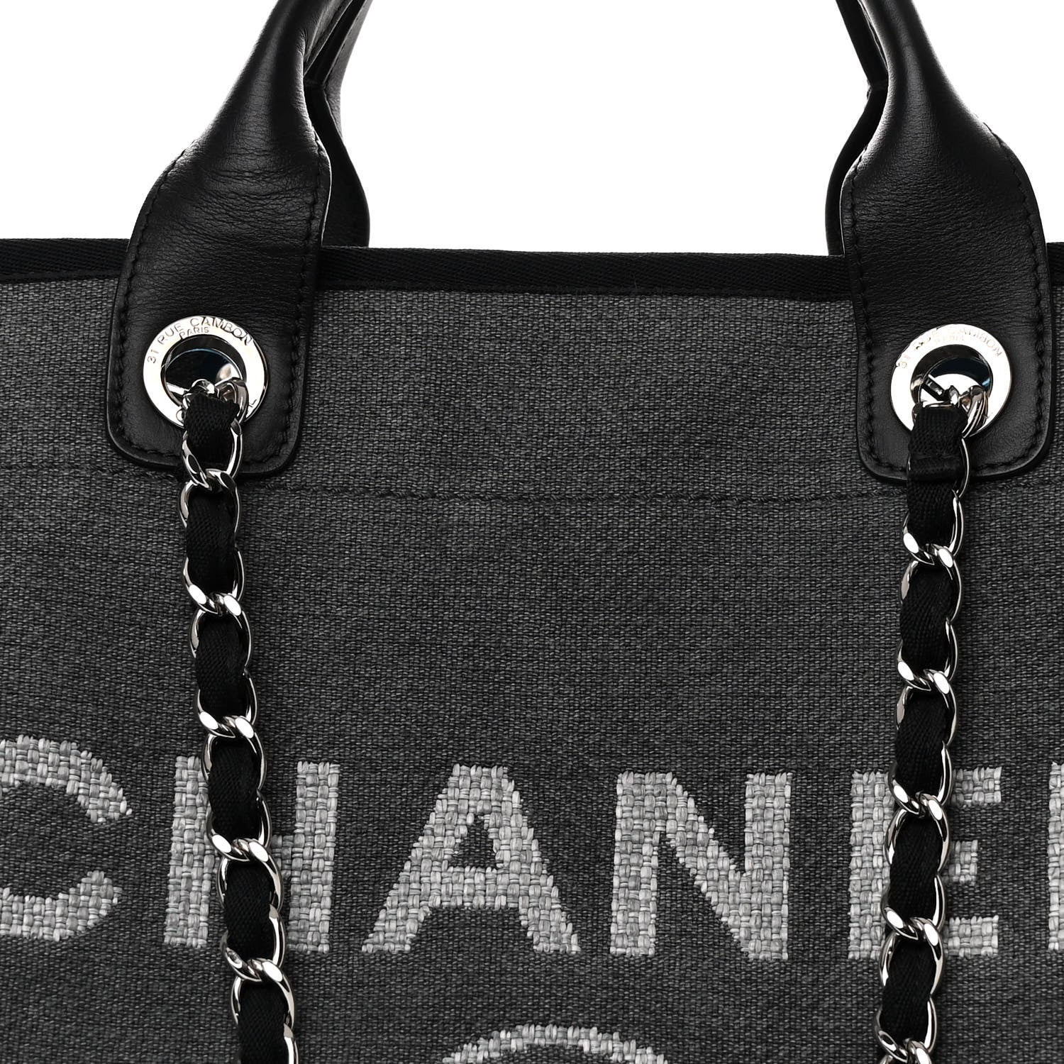 Chanel Canvas Extra Large Deauville Tote Grey 7 of 11