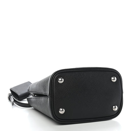 Prada Saffiano Smalto Small Panier Bucket Bag Black 3 of 7