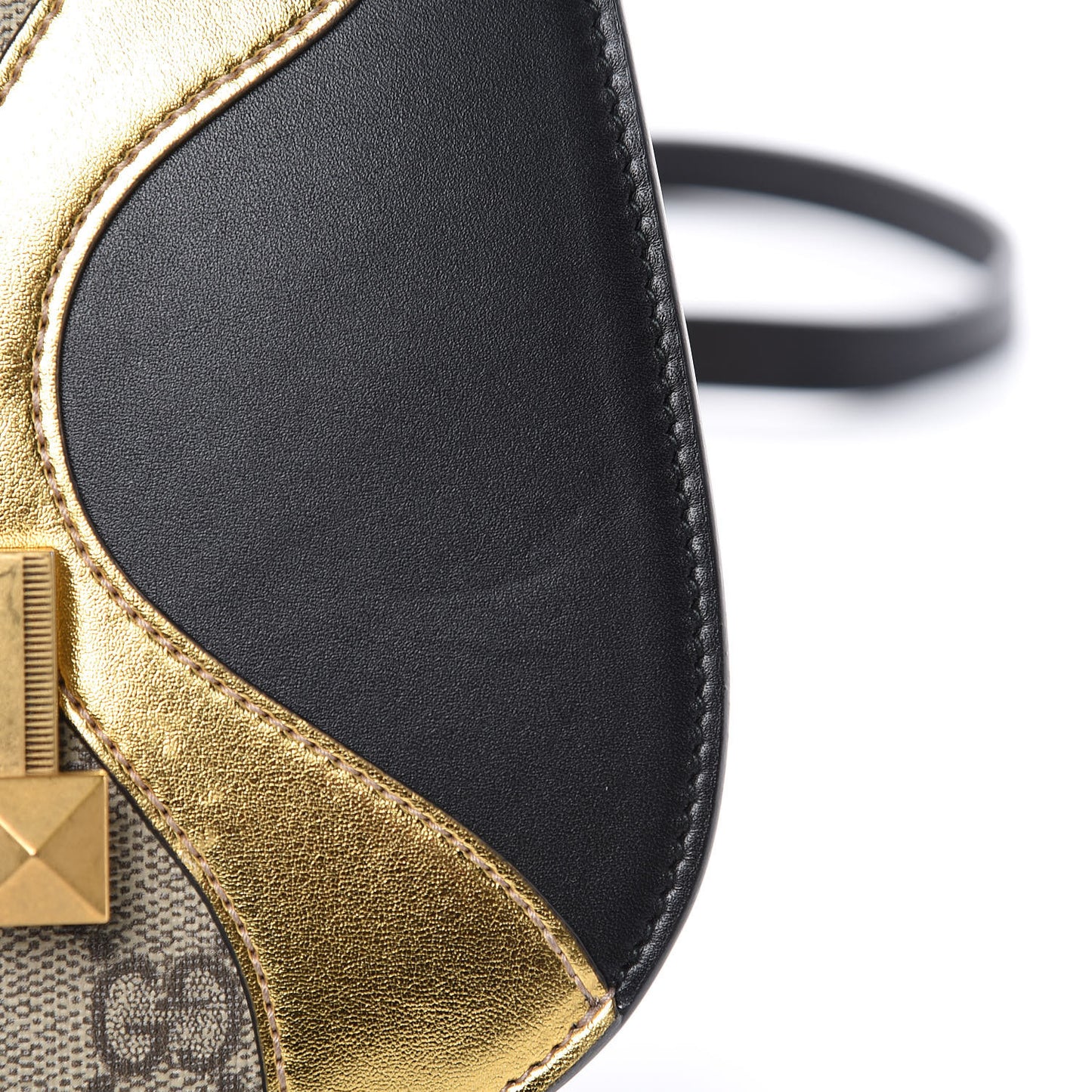 GG Supreme Monogram Small Osiride Shoulder Bag Black Gold