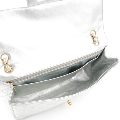 Chanel Metallic Lambskin Quilted Maxi Single Flap Silver 5 of 10
