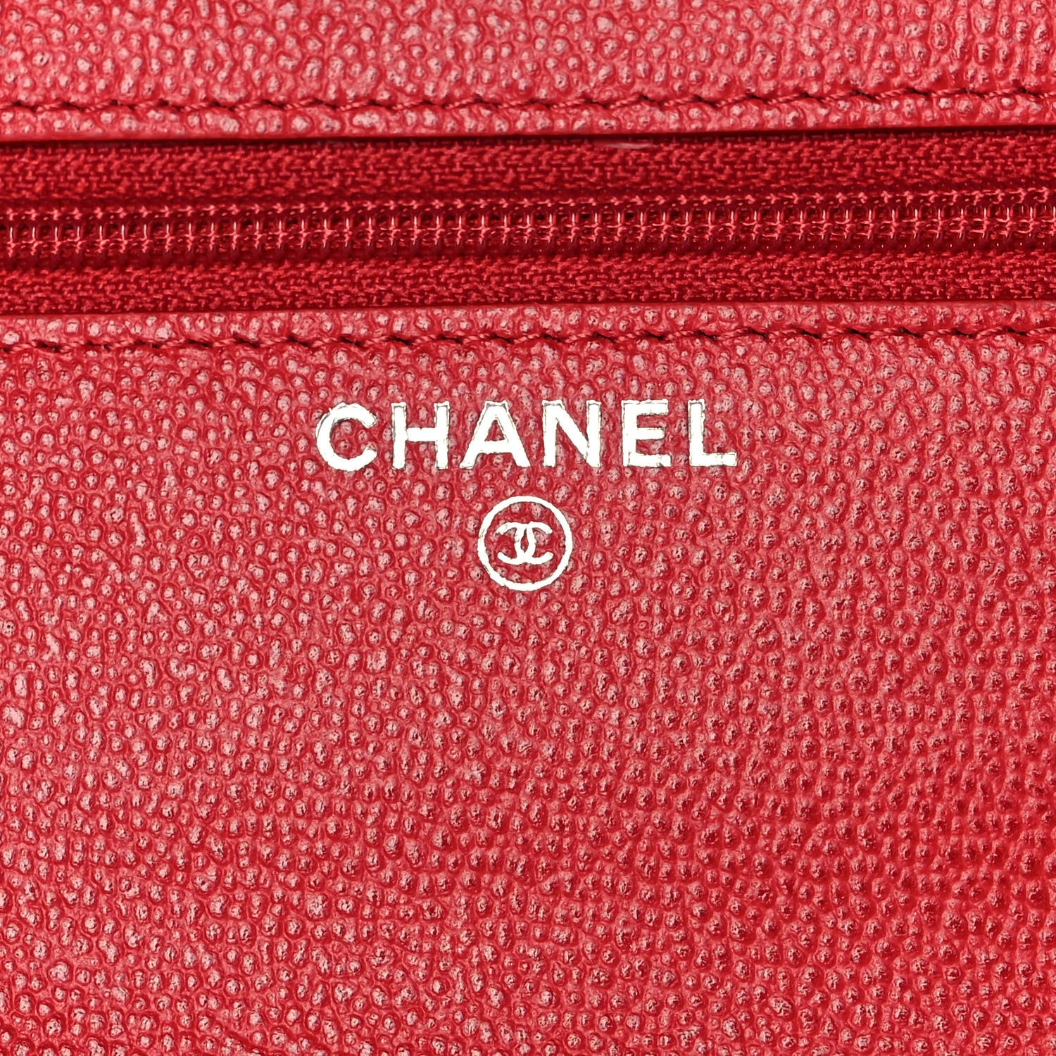 Chanel Grained Calfskin Quilted CC Box Wallet On Chain WOC Red 6 of 11