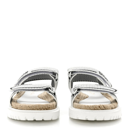 Christian Dior Technical Knit Jute Dioract 10mm Sandals 37.5 White Black 2 of 8