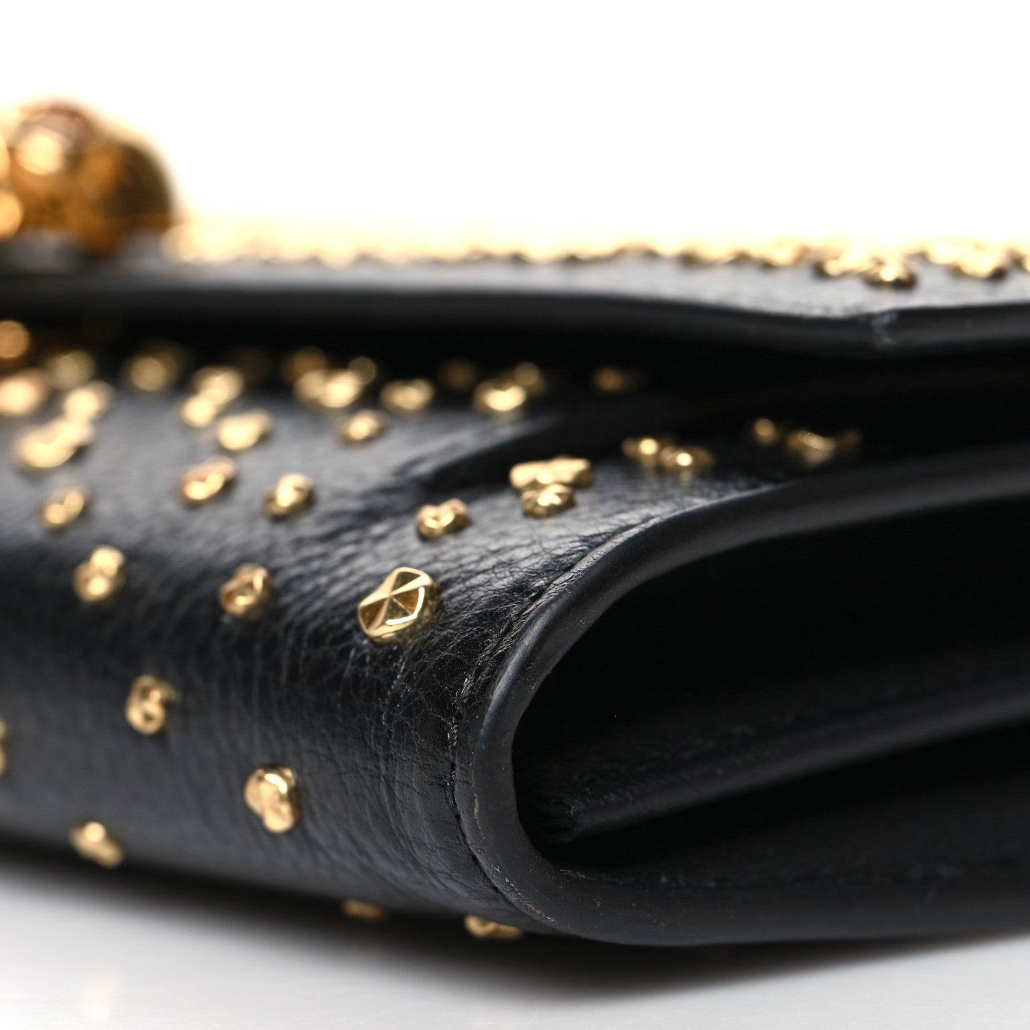 Alexander McQueen Calfskin Studded Skull Wallet on Chain Black 9 of 10