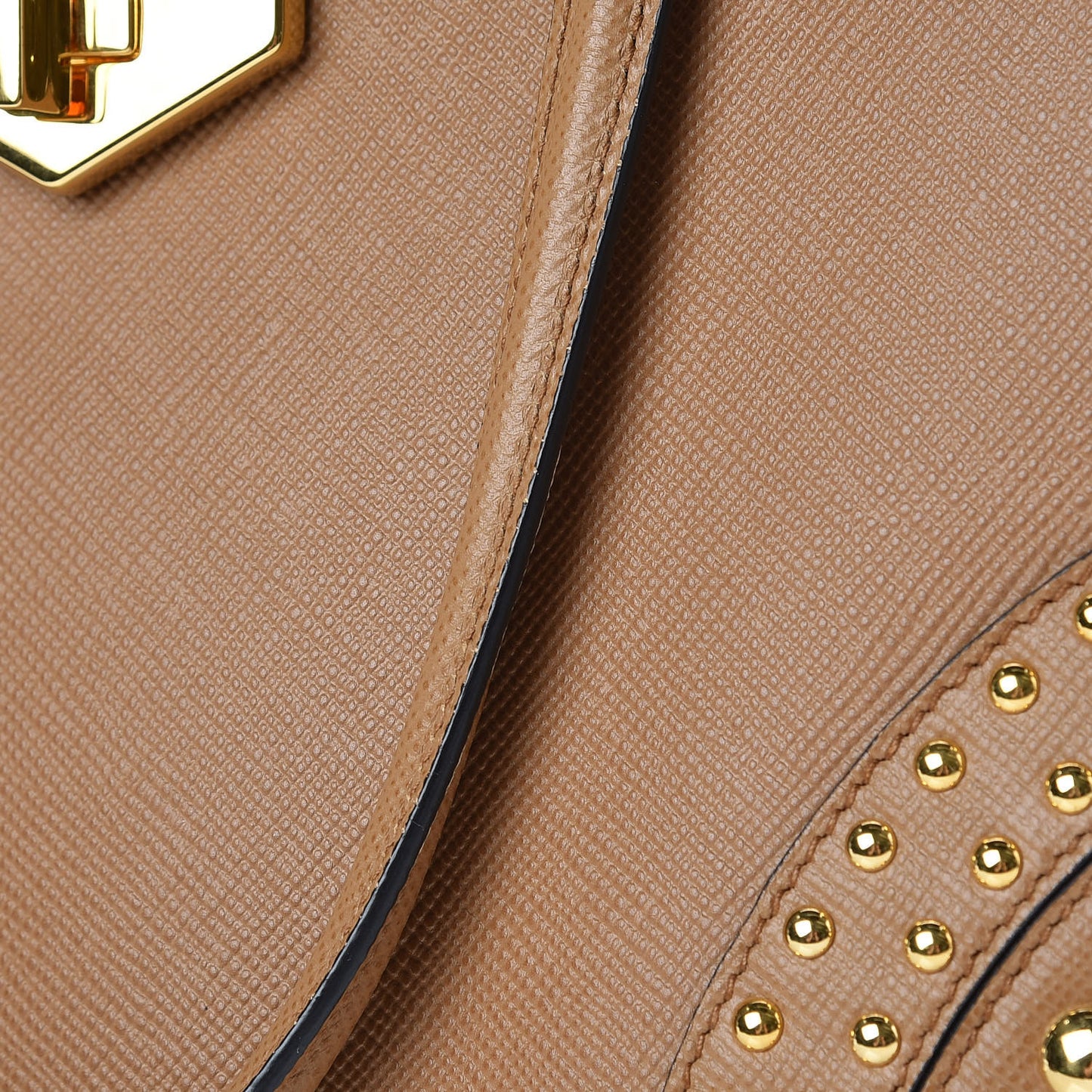 Saffiano Studded Bijou Tote Caramel