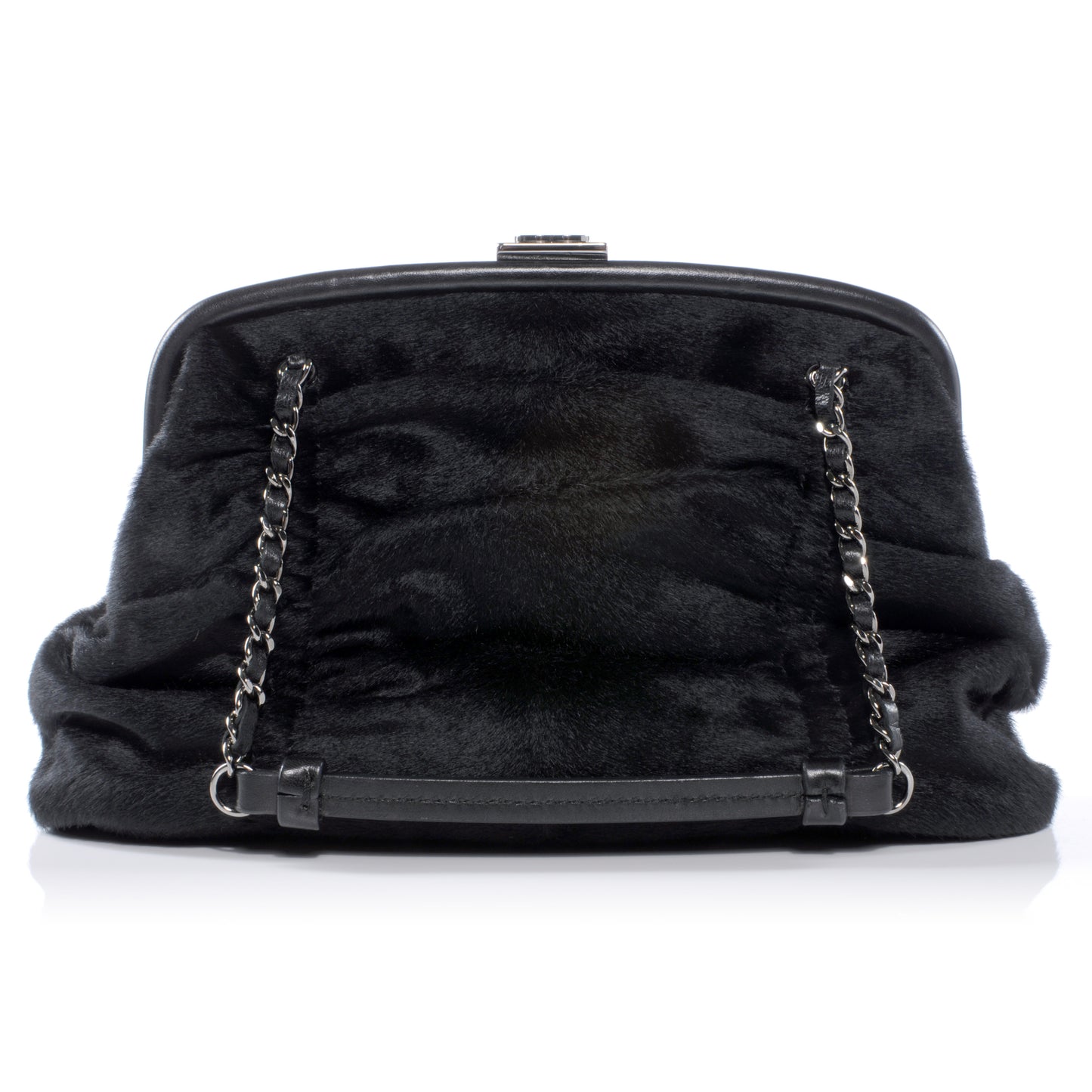 Pony Hair Small Sharpei Frame Tote Black