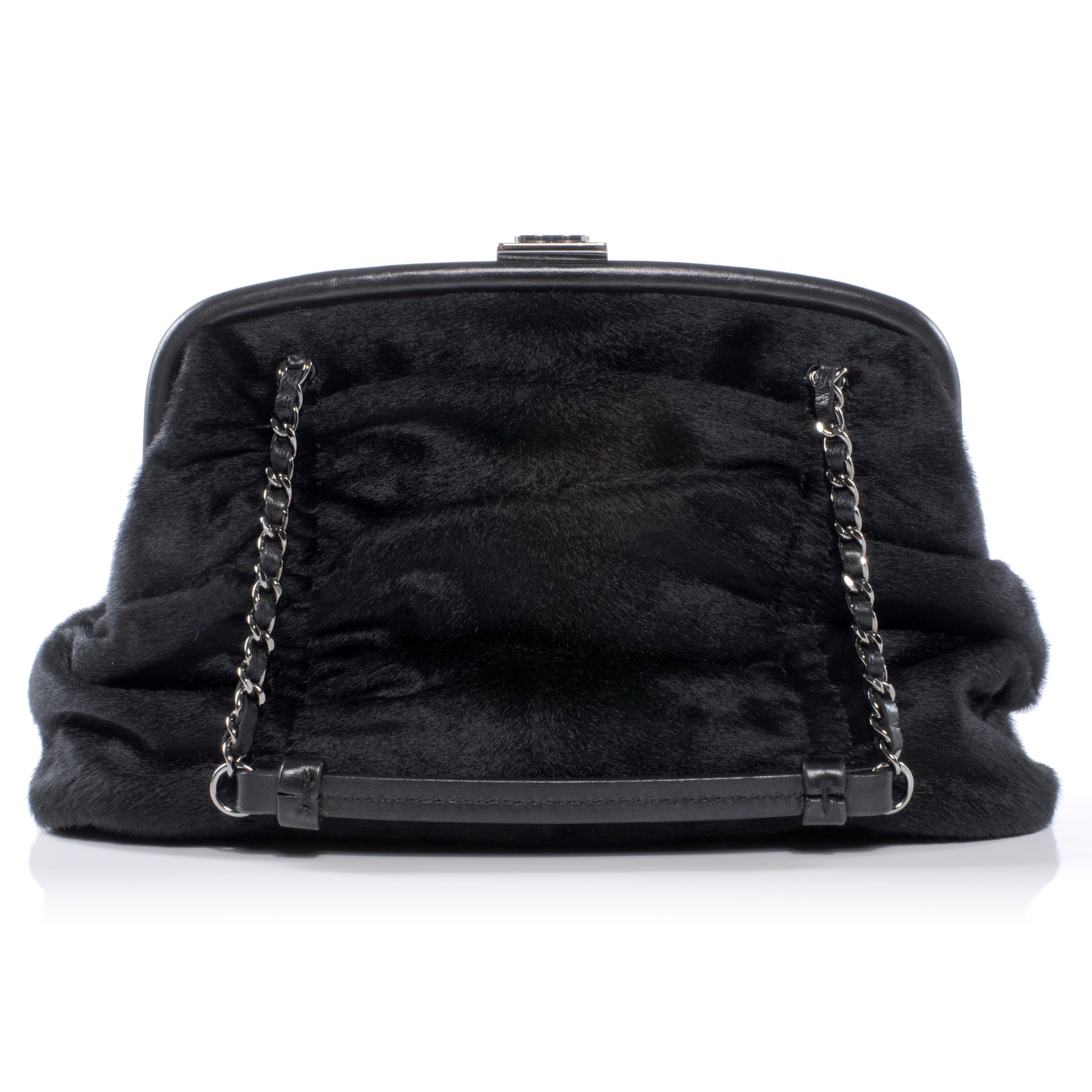 Chanel Pony Hair Small Sharpei Frame Tote Black 1 of 8