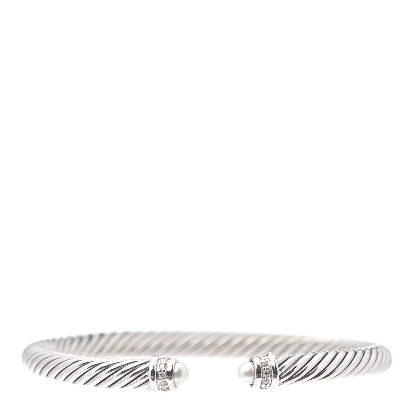 Sterling Silver Diamond Pearl 5mm Cable Classics Bracelet