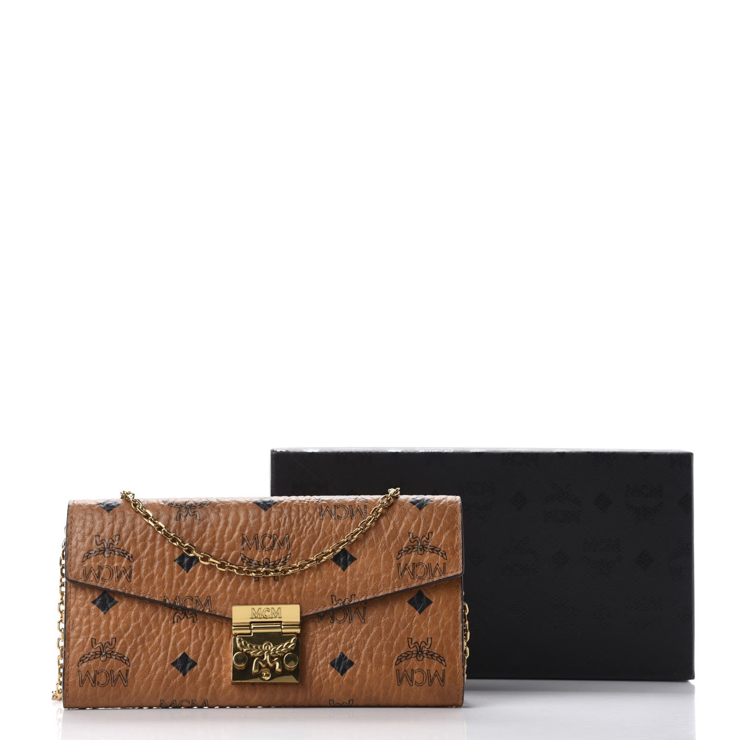 MCM Visetos Large Patricia Wallet On Chain Cognac 14 of 14