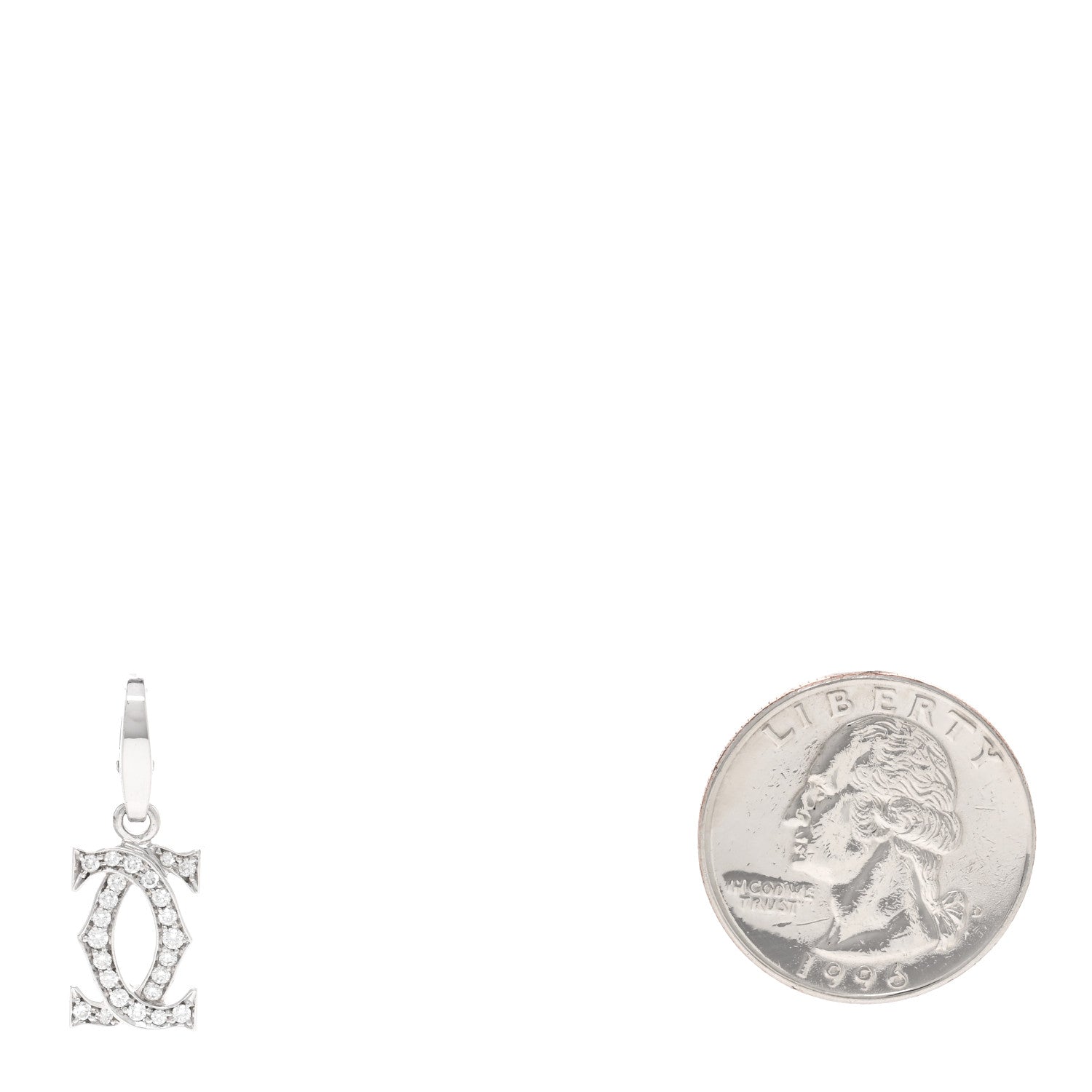 Cartier 18K White Gold Diamond Logo Charm 2 of 3