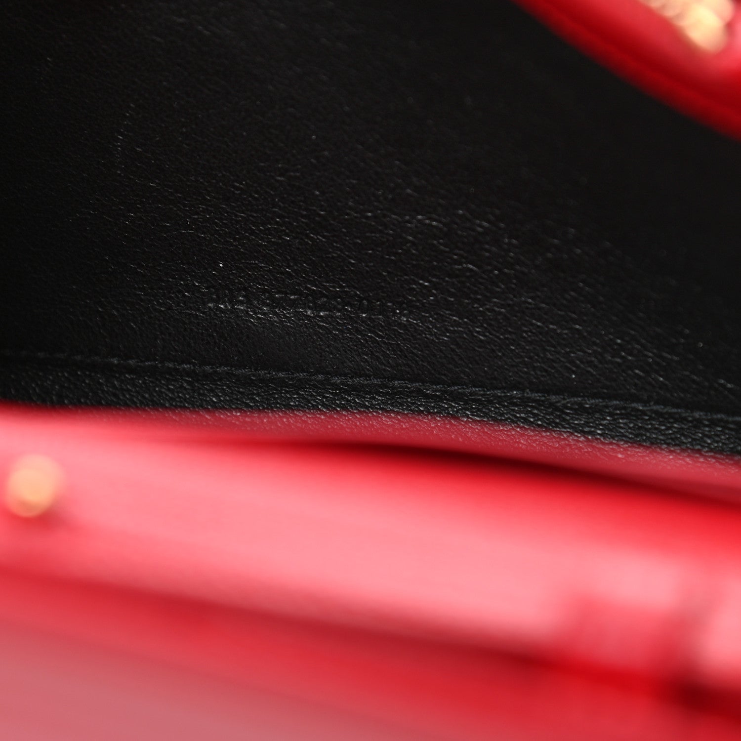 Saint Laurent Grain De Poudre Matelasse Chevron Monogram Chain Wallet New Red 7 of 10