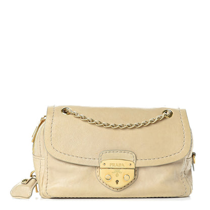 Prada Glace Calf Pushlock Chain Shoulder Bag Ginestra 1 of 12