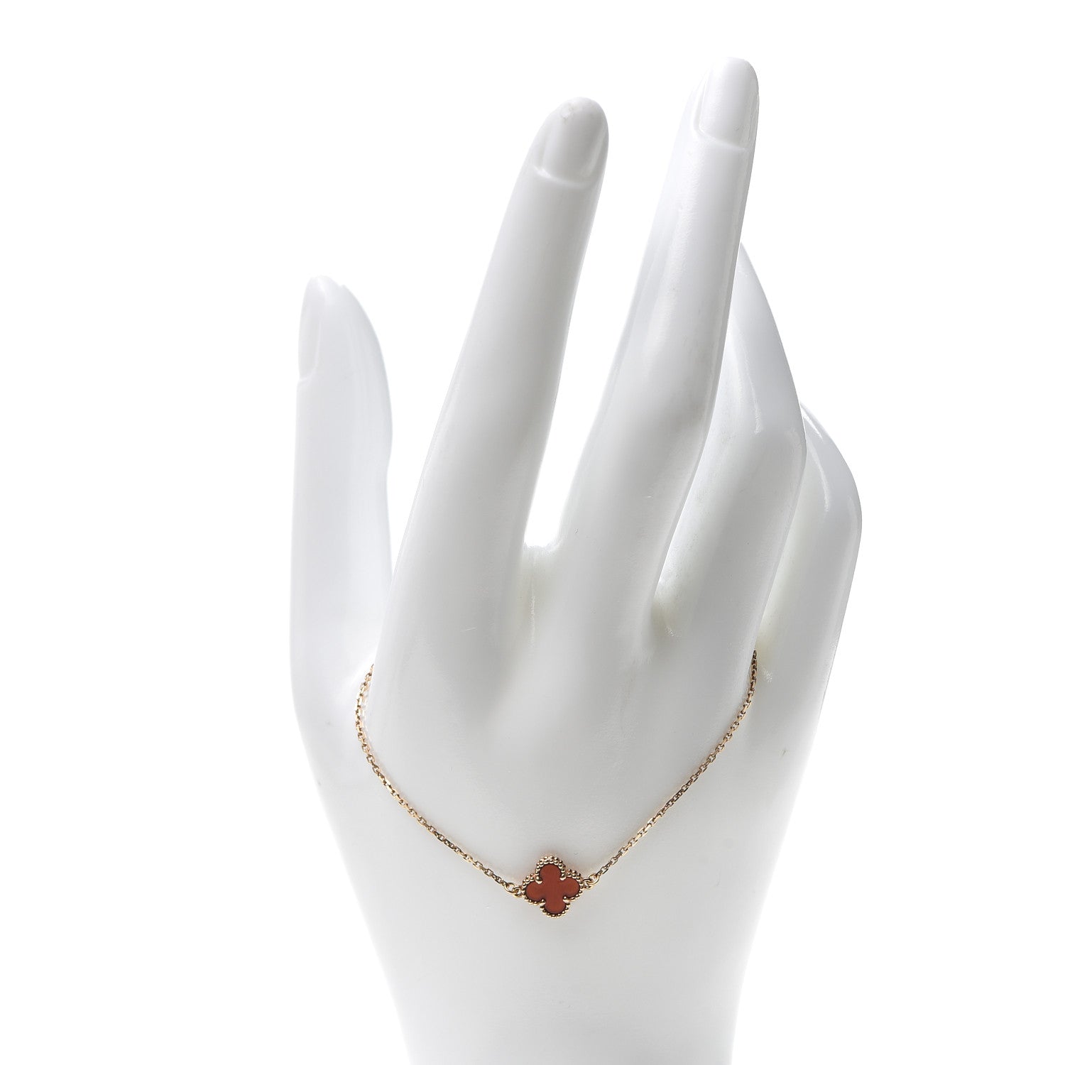 Van Cleef & Arpels 18K Rose Gold Carnelian Sweet Alhambra Bracelet 2 of 6