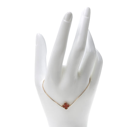 Van Cleef & Arpels 18K Rose Gold Carnelian Sweet Alhambra Bracelet 2 of 6