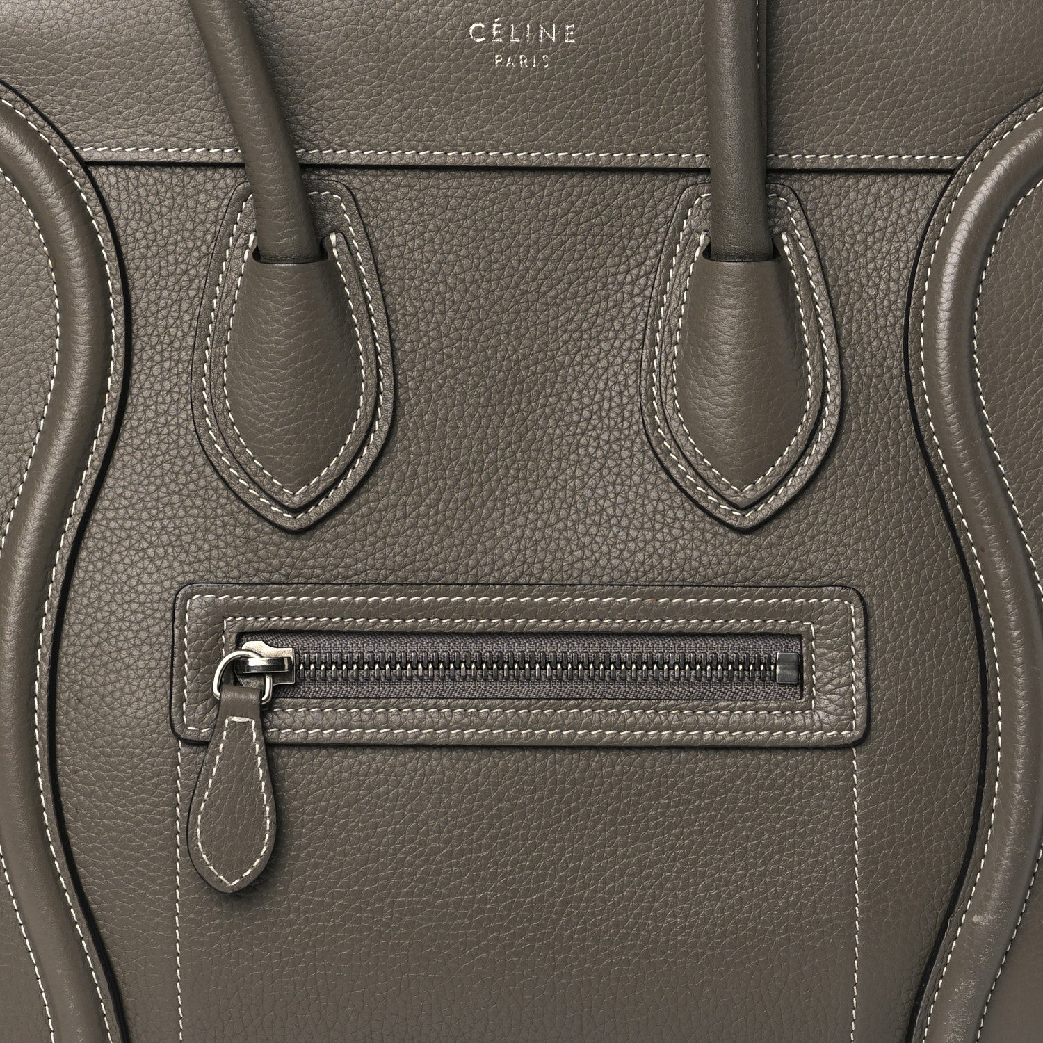Celine Drummed Calfskin Micro Luggage Souris 6 of 9