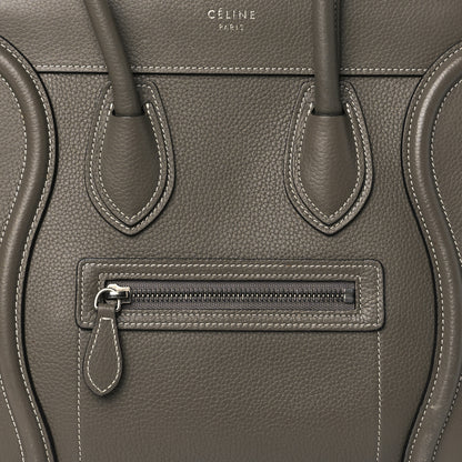 Celine Drummed Calfskin Micro Luggage Souris 6 of 9