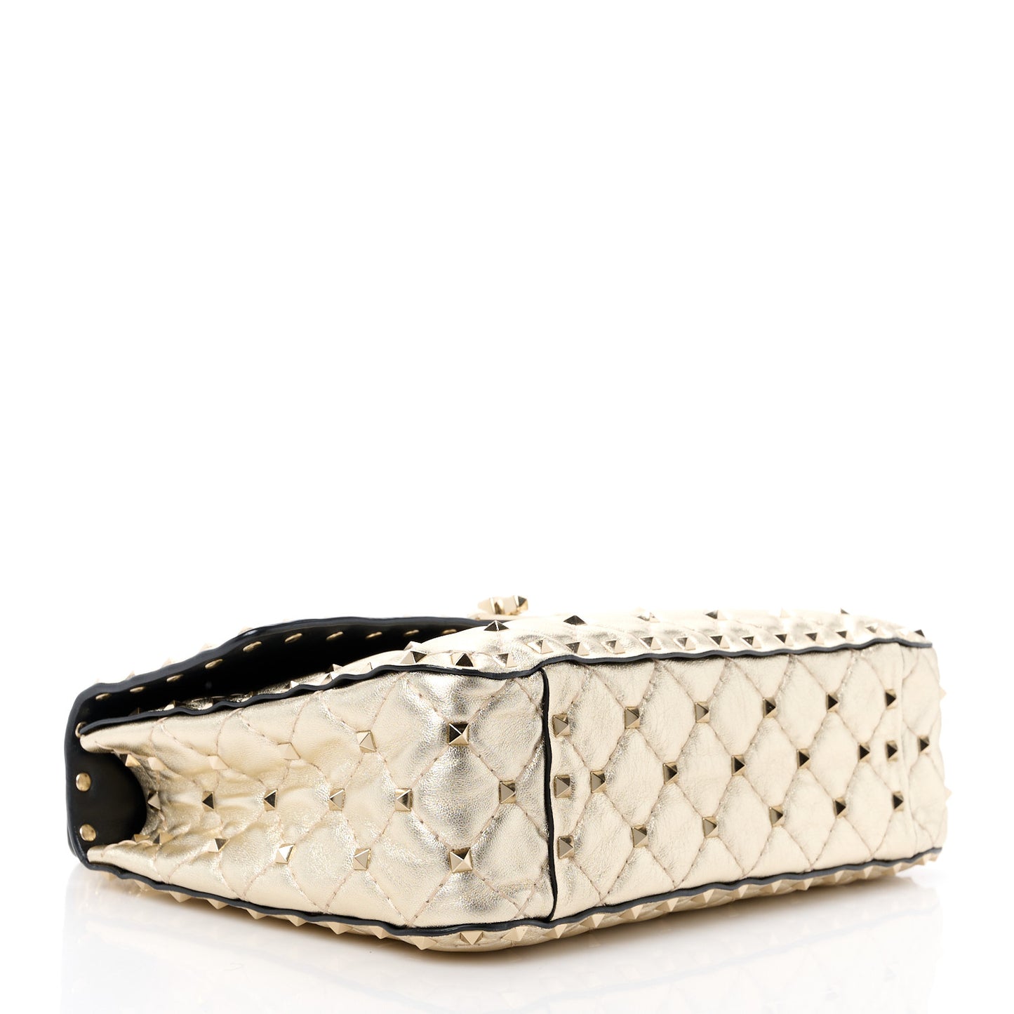 Metallic Wrinkled Lambskin Medium Rockstud Spike Shoulder Bag Mekong