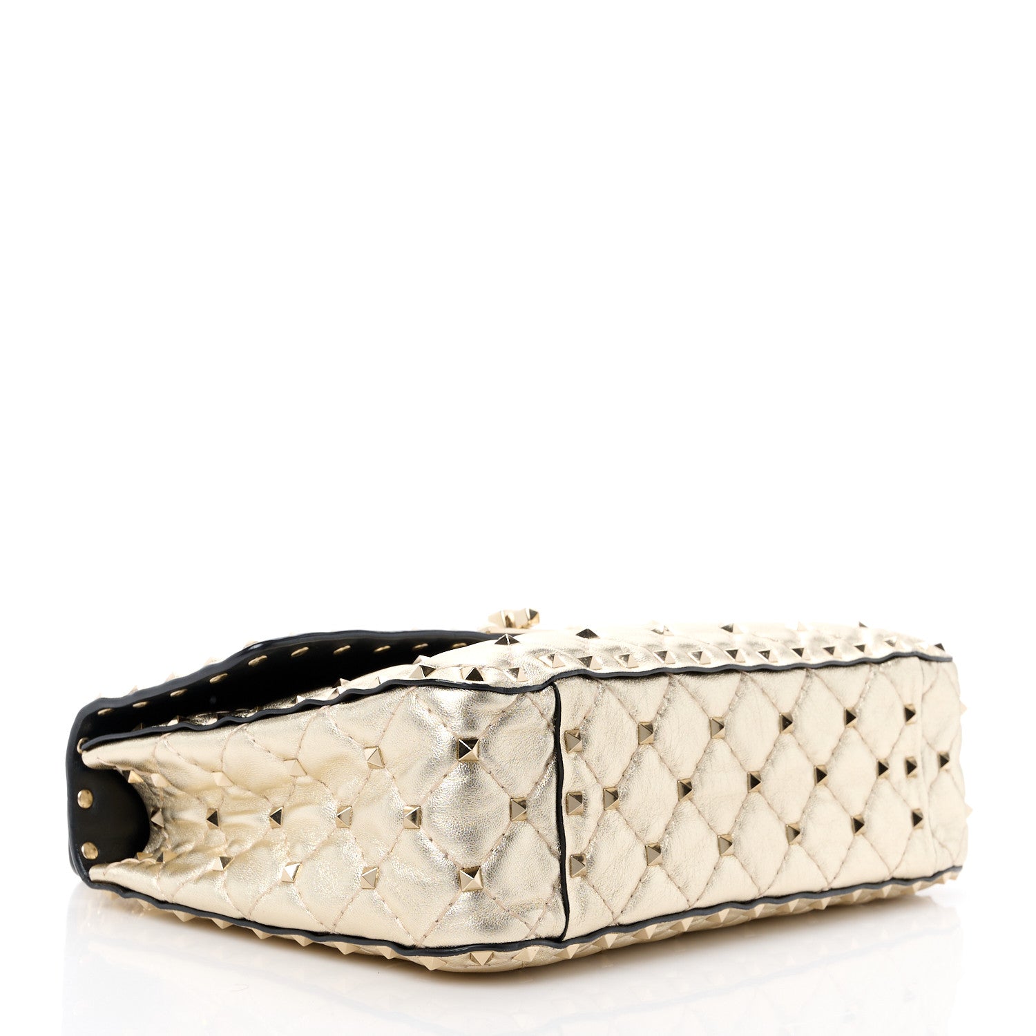 Valentino Garavani Metallic Wrinkled Lambskin Medium Rockstud Spike Shoulder Bag Mekong 4 of 12