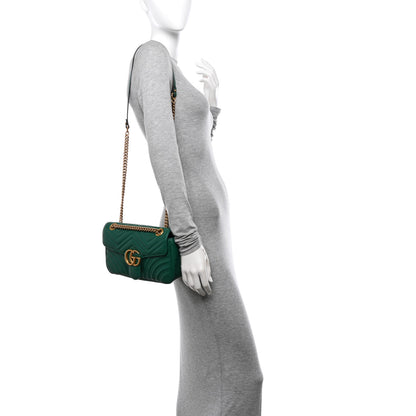Gucci Calfskin Matelasse Small GG Marmont Shoulder Bag Emerald Green 2 of 12
