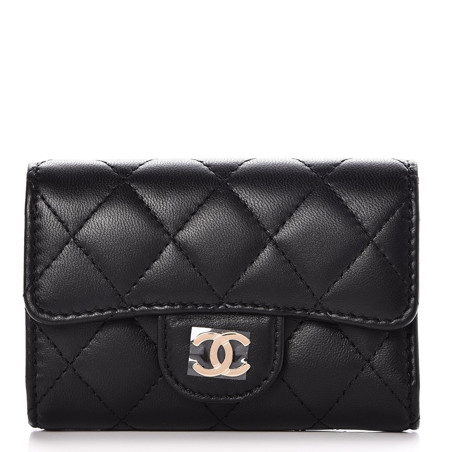 Lambskin Quilted 4 Key Holder Black
