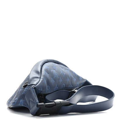 Louis Vuitton Calfskin Monogram Shadow Discovery Bumbag PM Blue 2 of 8