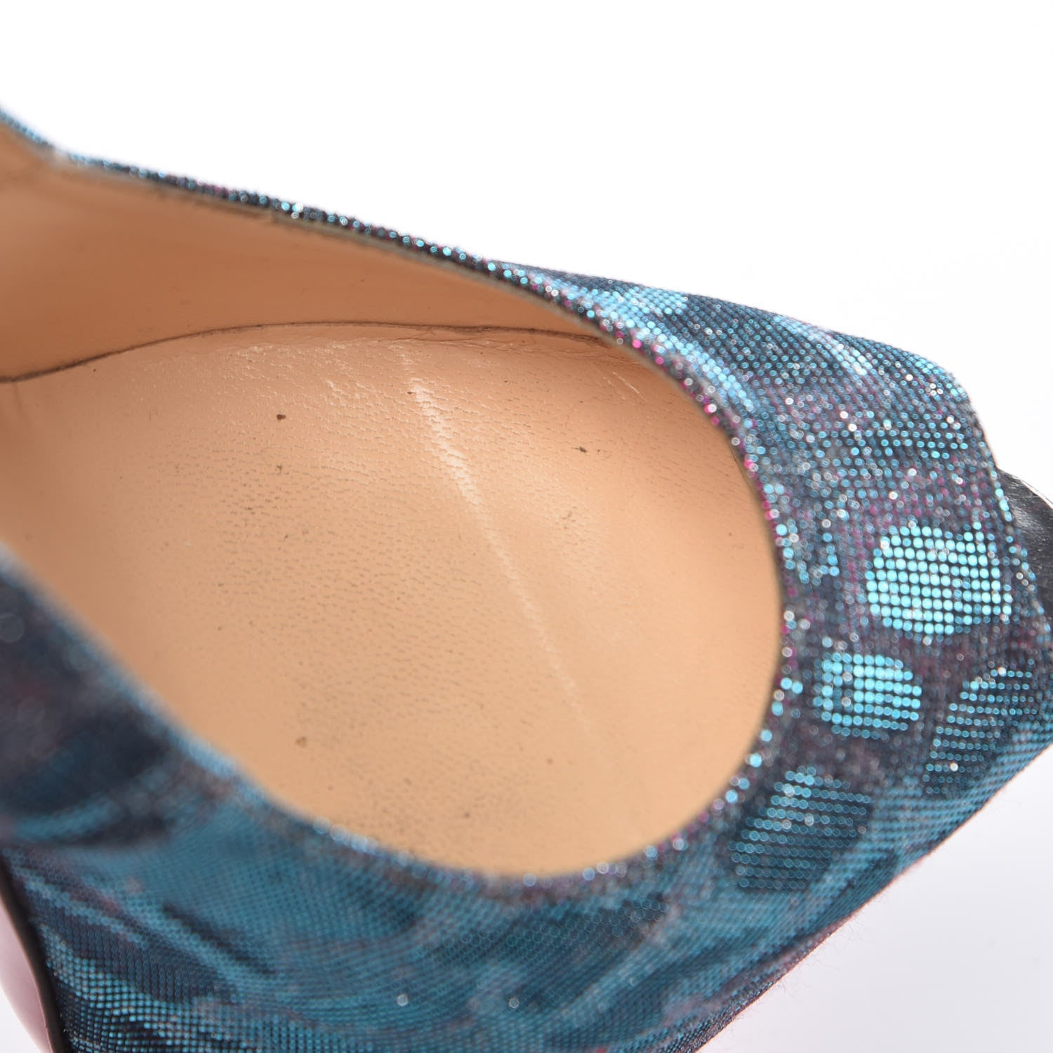 Christian Louboutin Lame Leopard Highness 160 Pumps 35.5 Turquoise Violet 11 of 14