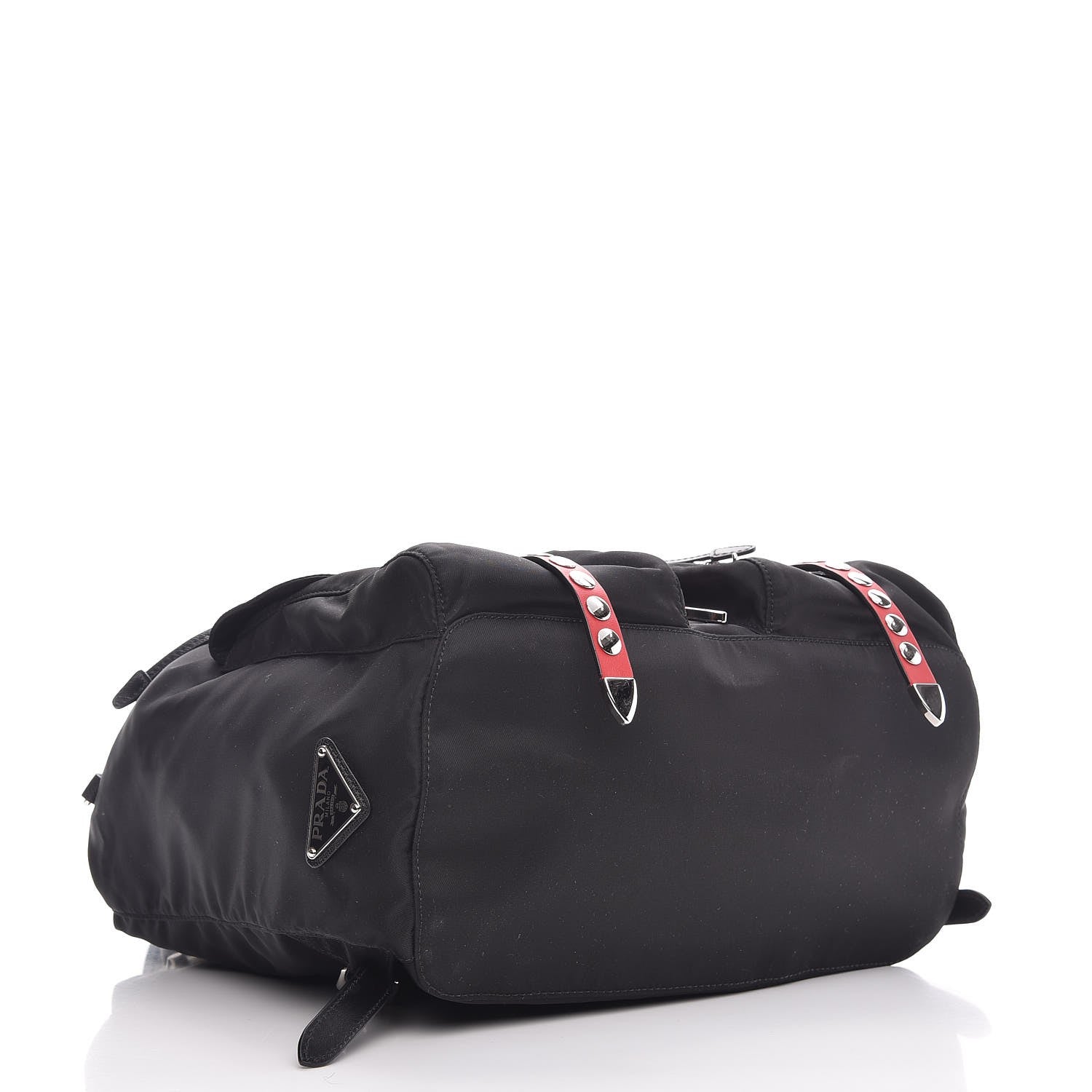 Prada Nylon New Vela Studded Backpack Black Fuoco 4 of 8