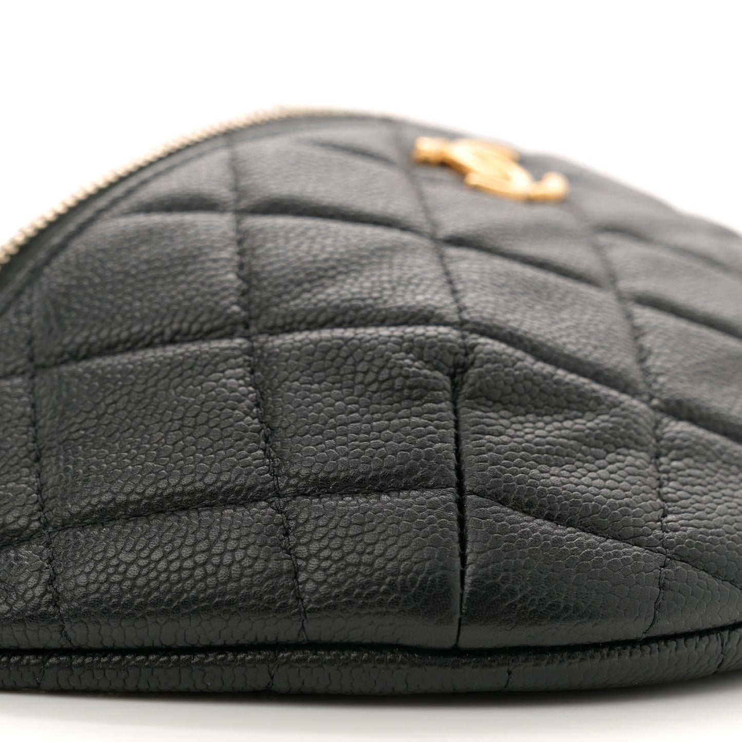 Caviar Quilted Sweetheart Belt Bag Black