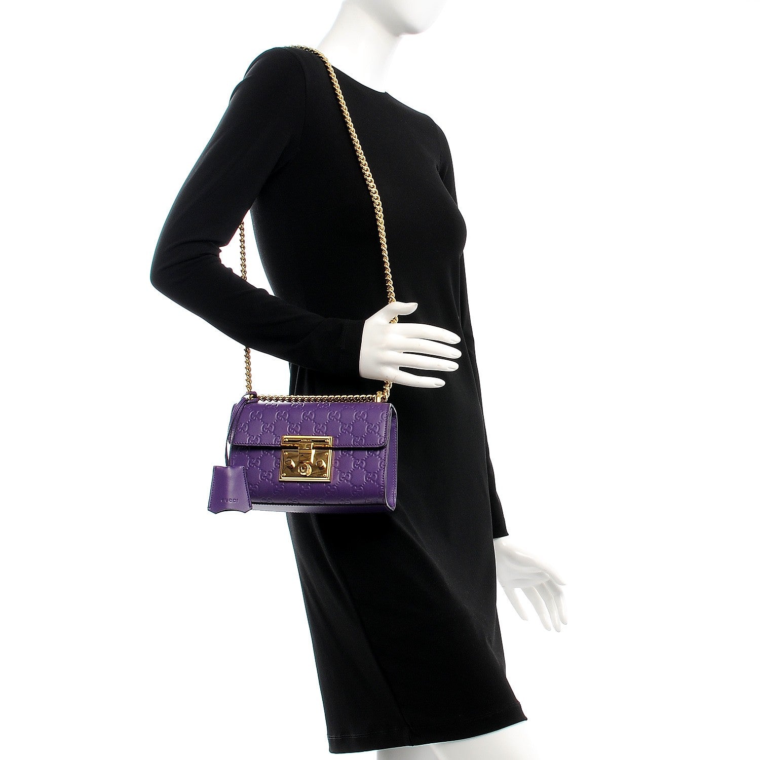 Gucci Guccissima Small Padlock Shoulder Bag Purple 2 of 8