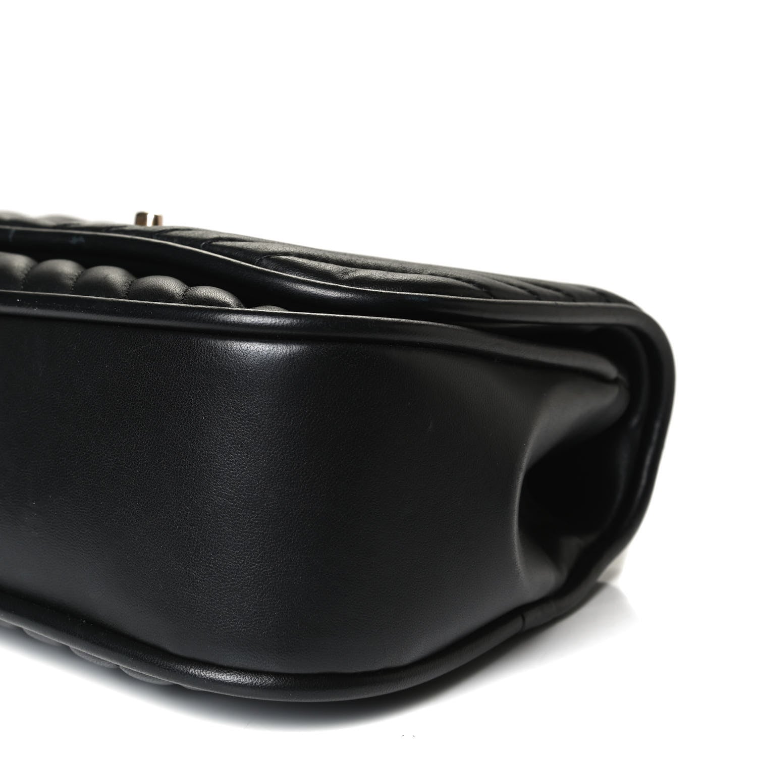 Chanel Lambskin Reverse Chevron Quilted Round Top Handle Flap Black 10 of 14