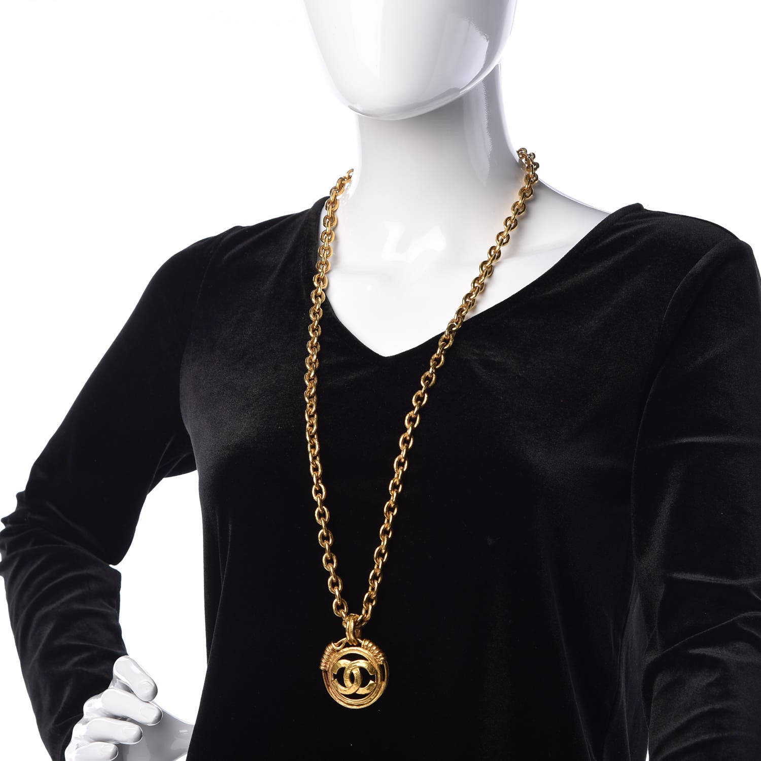 Chanel Large CC Long Chain Necklace Gold 2 of 5