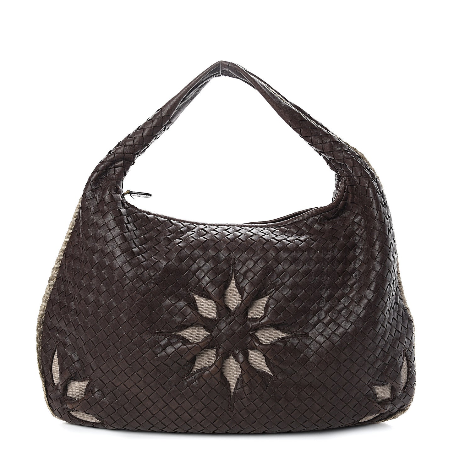 Nappa Intrecciato Flower Large Veneta Hobo Ebano