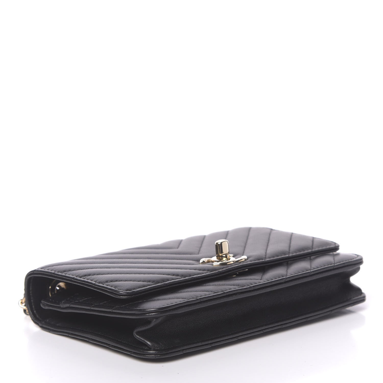 Chanel Lambskin Chevron Quilted Trendy CC Wallet On Chain WOC Black 4 of 15