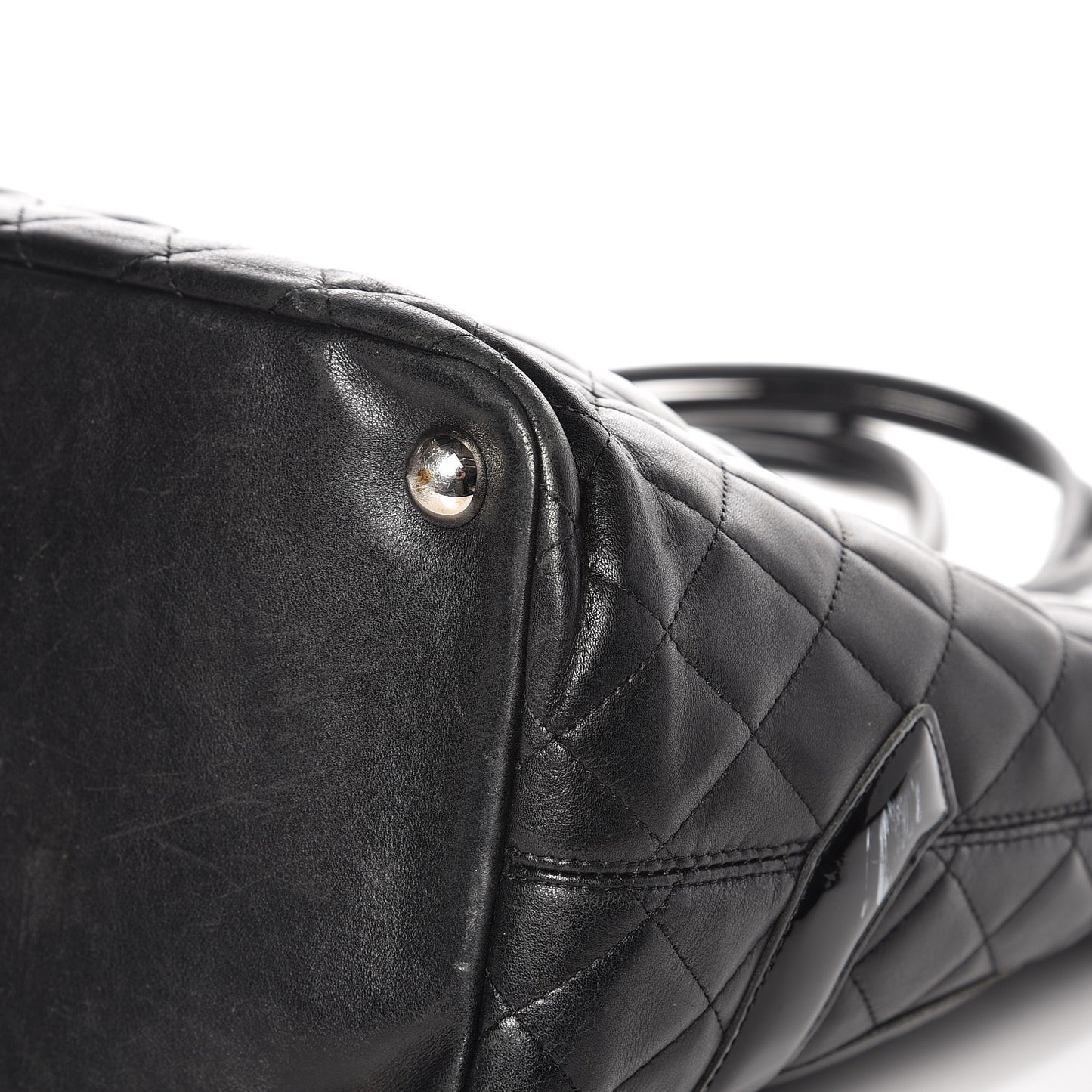 Calfskin Quilted Large Cambon Tote Black