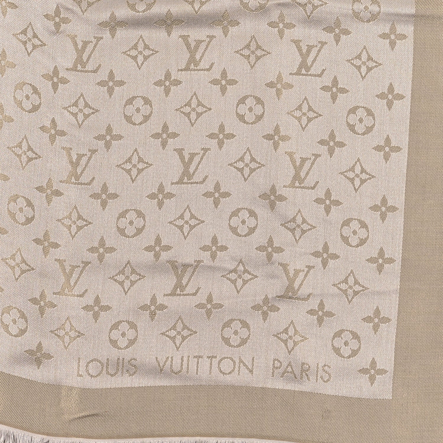 Louis Vuitton Silk Lurex Wool Monogram Shine Shawl Greige 2 of 4
