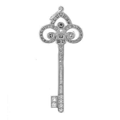 Tiffany Platinum Diamond .41ct Fleur De Lis Key Pendant 3 of 5